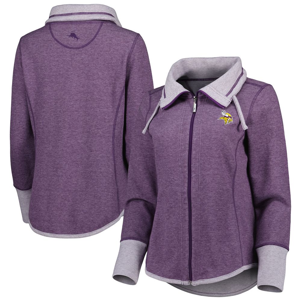 Women's Tommy Bahama Heathered Purple Minnesota Vikings Sport Sun Fade Full-Zip Sweatshirt