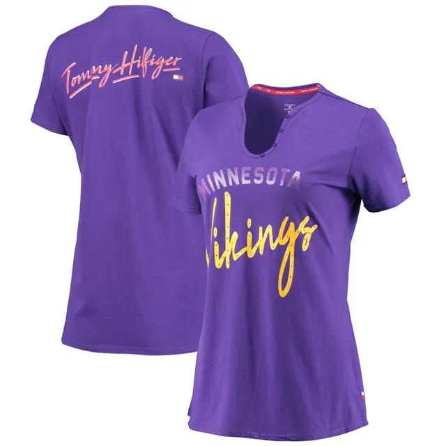 Women's Antigua White/Purple Minnesota Vikings Flip T-Shirt