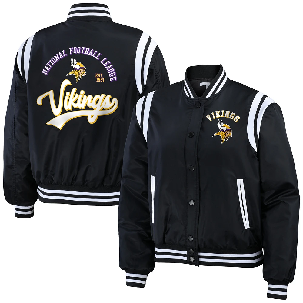 Women's WEAR by Erin Andrews  Black Minnesota Vikings Full-Snap Bomber Jacket