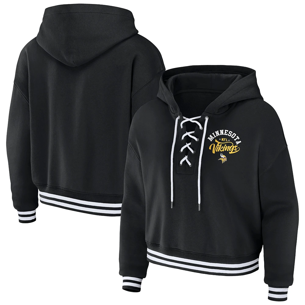 Sweat à capuche lacets noir pour femme WEAR by Erin Andrews des Minnesota Vikings
