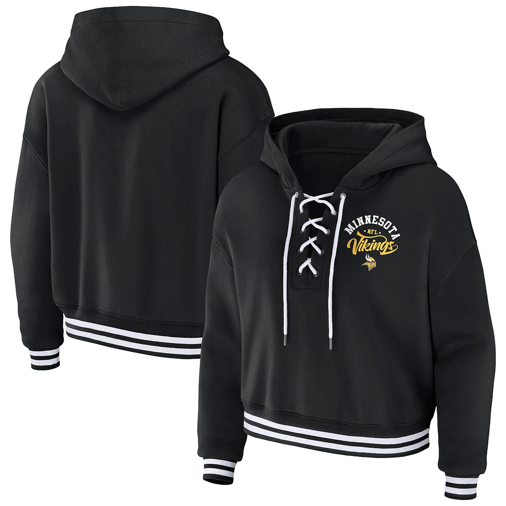 Sweat à capuche lacets noir pour femme WEAR by Erin Andrews des Minnesota Vikings