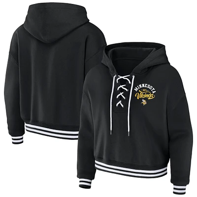 Sweat à capuche lacets noir pour femme WEAR by Erin Andrews des Minnesota Vikings