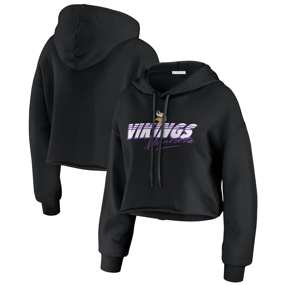 Sweat à capuche court noir Minnesota Vikings Prime pour femme WEAR by Erin Andrews