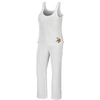 Women's WEAR by Erin Andrews Cream Minnesota Vikings Plus Cozy Scoop Neck Tank Top & Pants Set