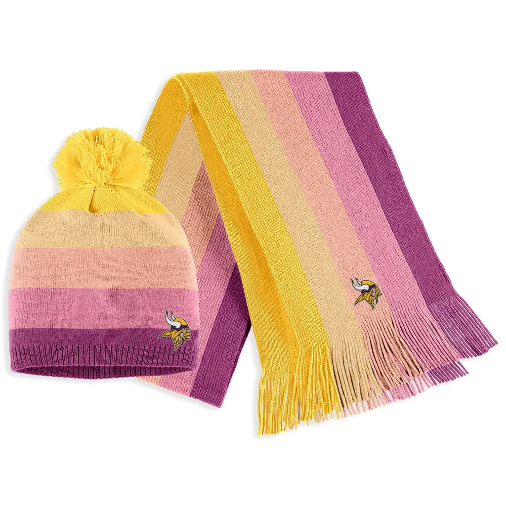 Women's WEAR by Erin Andrews Gold Minnesota Vikings Ombre Pom Knit Hat and Scarf Set