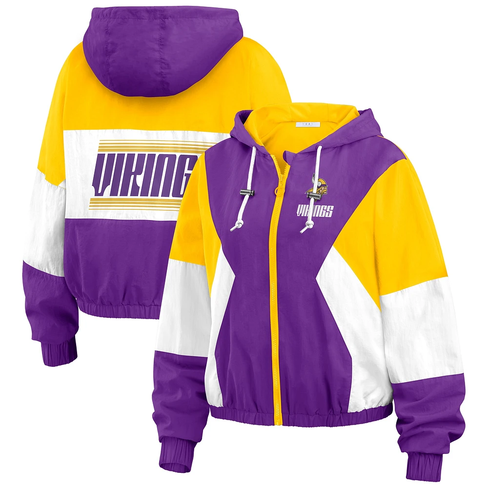 Veste coupe-vent zippée à blocs de couleurs violet/jaune pour femme WEAR by Erin Andrews Minnesota Vikings grande taille