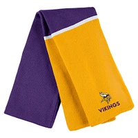 Ensemble bonnet à revers en tricot colorblock violet avec pompon et écharpe pour femme WEAR by Erin Andrews des Minnesota Vikings