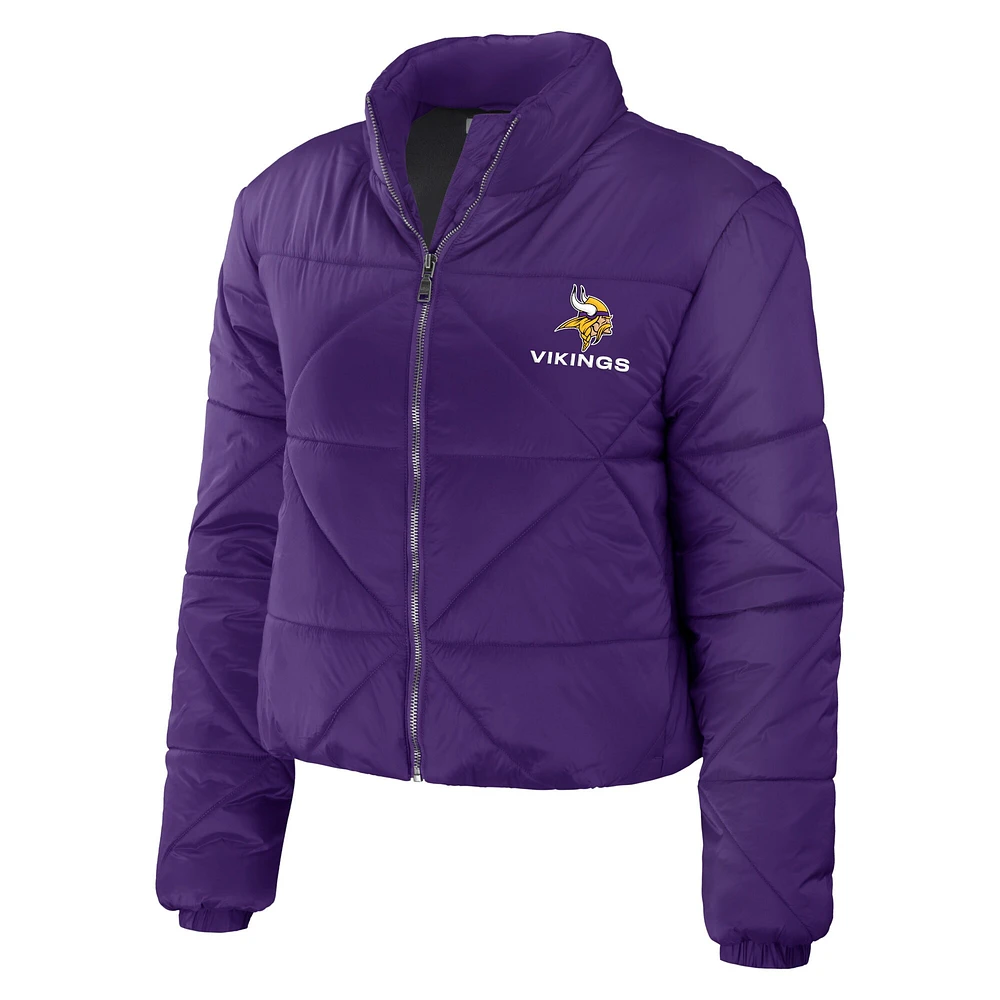 Women's WEAR by Erin Andrews  Purple Minnesota Vikings Cropped Puffer Full-Zip Jacket