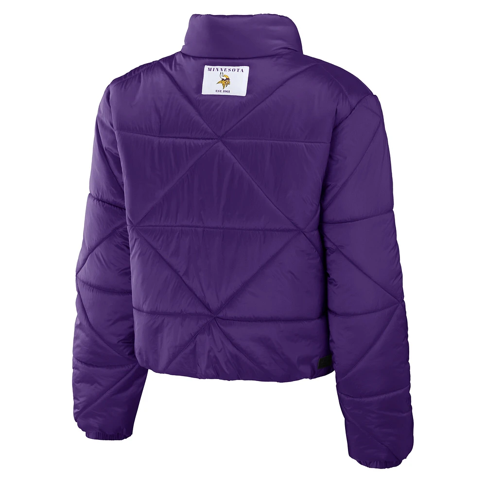 Veste matelassée courte entièrement zippée violette WEAR by Erin Andrews pour femme des Minnesota Vikings