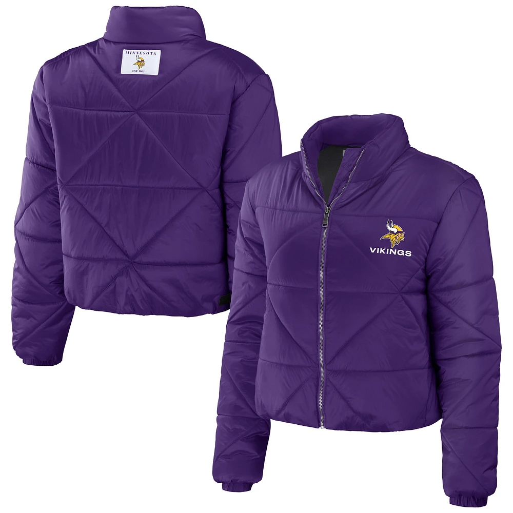 Women's WEAR by Erin Andrews  Purple Minnesota Vikings Cropped Puffer Full-Zip Jacket