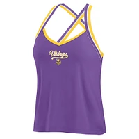 Women's WEAR by Erin Andrews Purple Minnesota Vikings Cross Strap Tri-Blend Tank Top