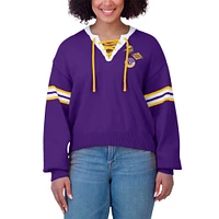 Women's WEAR by Erin Andrews Purple  Minnesota Vikings Lace-Up Sweater