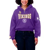 Women's WEAR by Erin Andrews Purple Minnesota Vikings Patch Quarter-Zip Pullover Hoodie