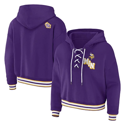 Women's WEAR by Erin Andrews Purple Minnesota Vikings Plus Lace-Up Pullover Hoodie