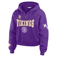 Women's WEAR by Erin Andrews Purple Minnesota Vikings Plus Patch Quarter-Zip Hoodie