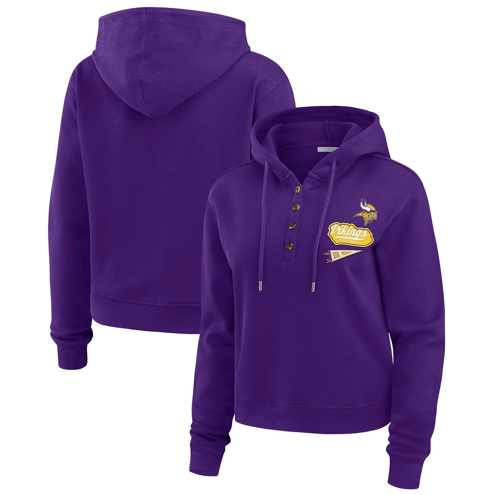 Pull à capuche gaufré violet grande taille pour femme WEAR by Erin Andrews des Minnesota Vikings