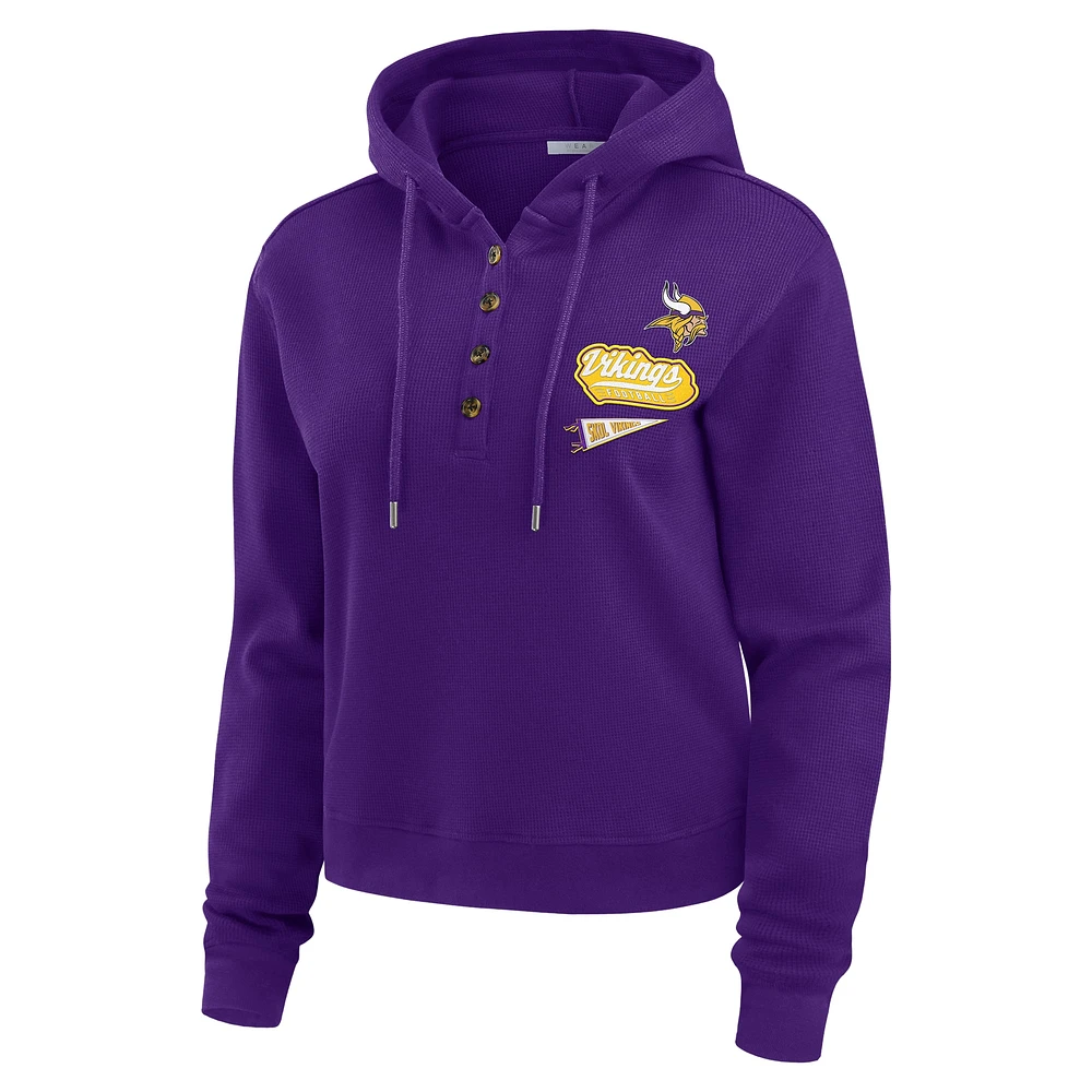 Women's WEAR by Erin Andrews  Purple Minnesota Vikings Plus Waffle Hoodie Pullover Top