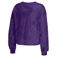 Women's WEAR by Erin Andrews Purple Minnesota Vikings Tie-Dye Cropped Pullover Sweatshirt & Shorts Lounge Set