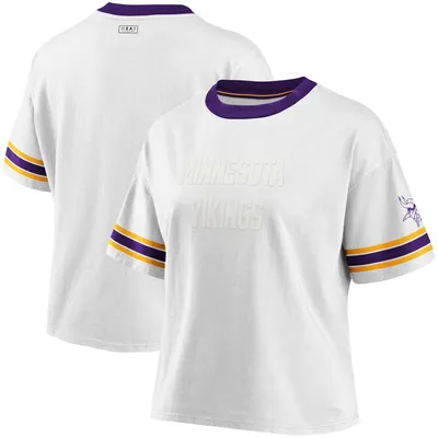 Minnesota Vikings WEAR by Erin Andrews Women's Domestic Cropped Long Sleeve  T-Shirt - White