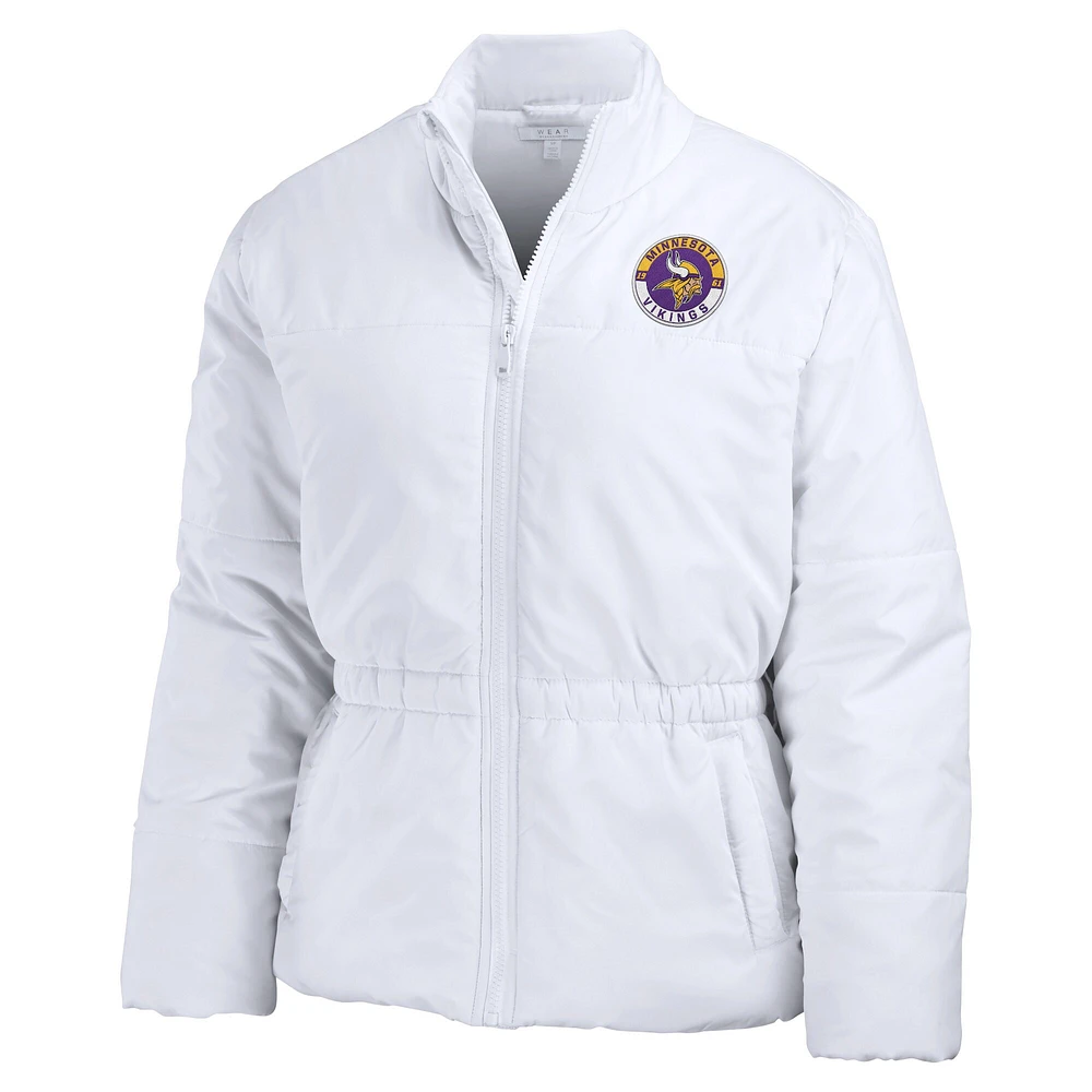 Women's WEAR by Erin Andrews  White Minnesota Vikings Packaway Full-Zip Puffer Jacket