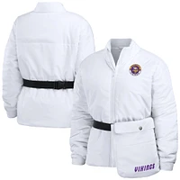 Women's WEAR by Erin Andrews  White Minnesota Vikings Packaway Full-Zip Puffer Jacket