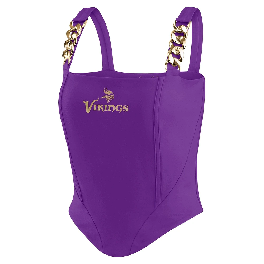 Women's WEAR by Erin Andrews x Gracie Hunt Purple Minnesota Vikings Chain Link Corset Top