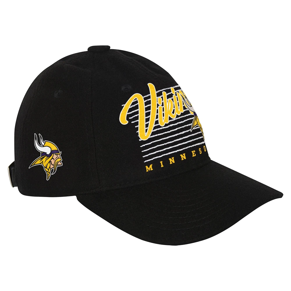 Youth Black Minnesota Vikings Retro Wooly Adjustable Hat