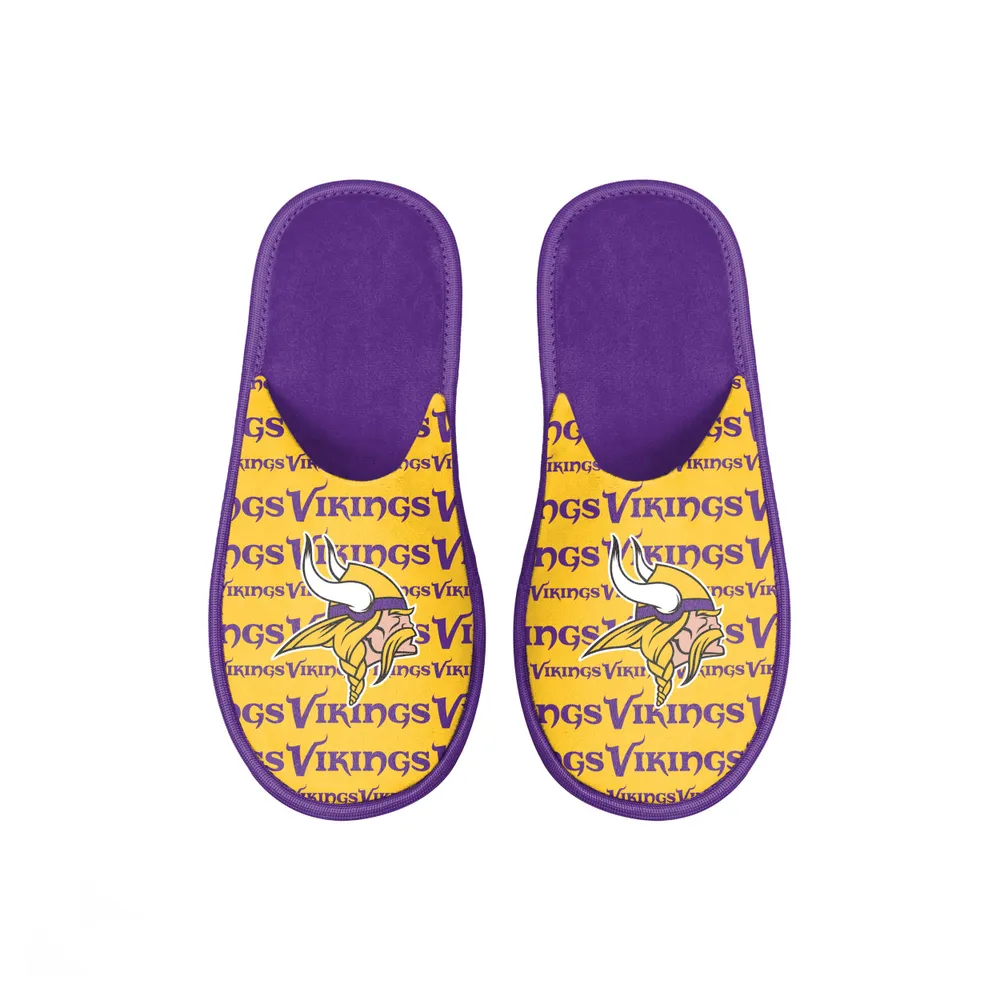 Lids Minnesota Vikings FOCO Youth Scuff Wordmark Slide Slippers