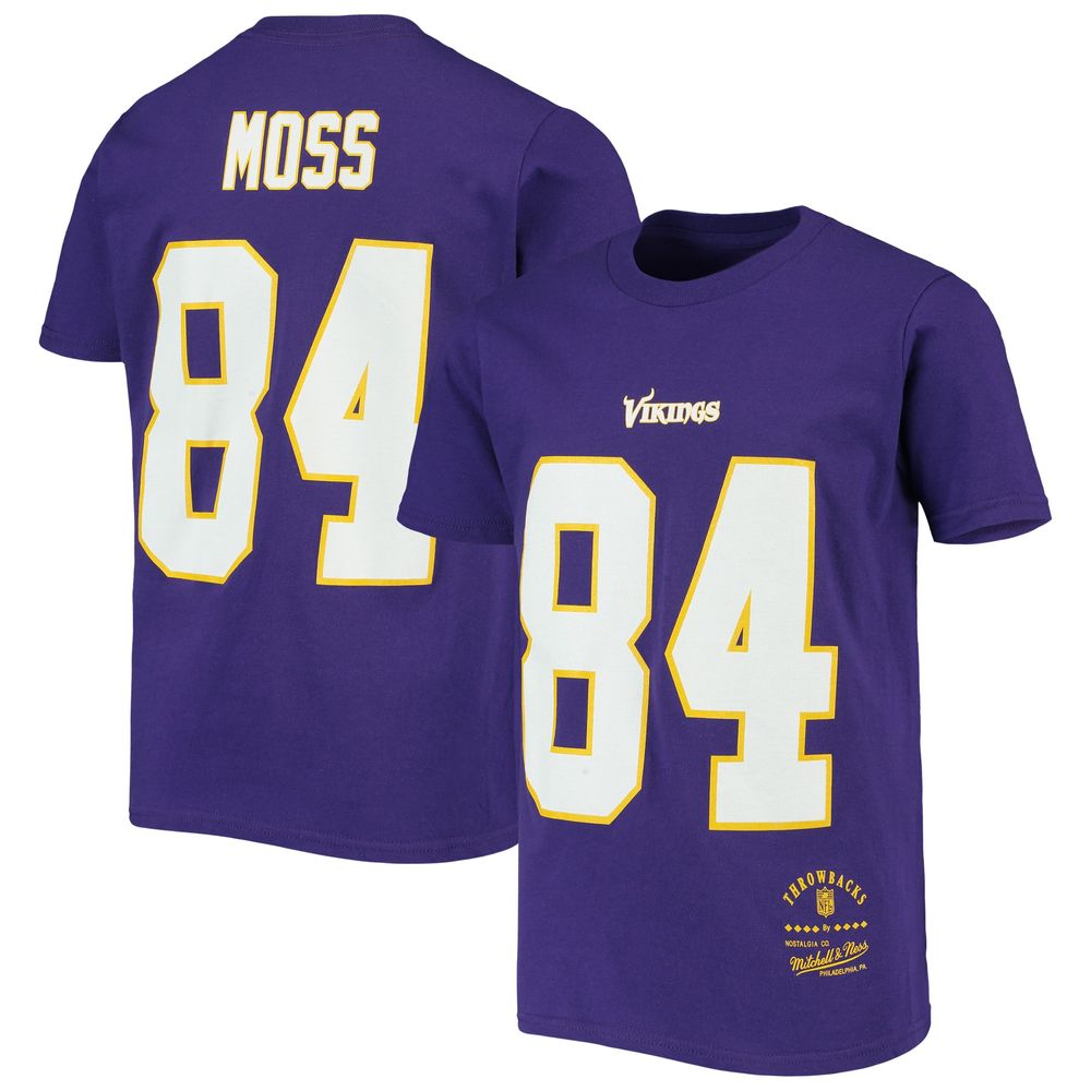 Youth Mitchell & Ness Randy Moss Purple Minnesota Vikings Retired Retro Player Name Number T-Shirt