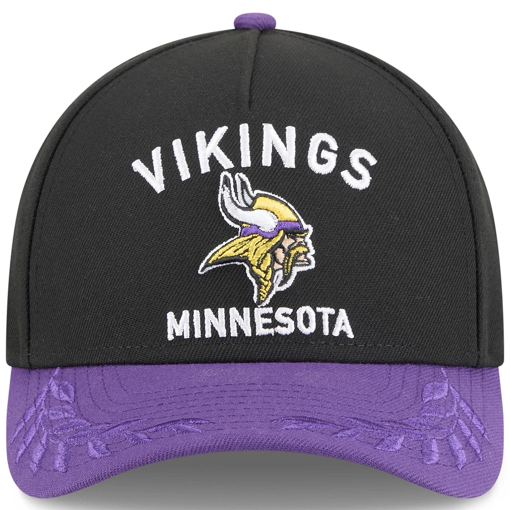 Youth New Era Black/Purple Minnesota Vikings 2025 NFL Draft 9FORTY A-Frame M-Crown Adjustable Hat