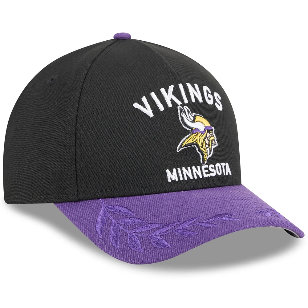 Youth New Era Black/Purple Minnesota Vikings 2025 NFL Draft 9FORTY A-Frame M-Crown Adjustable Hat