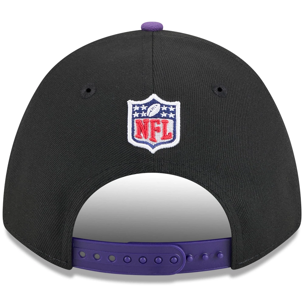 Youth New Era Black/Purple Minnesota Vikings 2025 NFL Draft 9FORTY A-Frame M-Crown Adjustable Hat