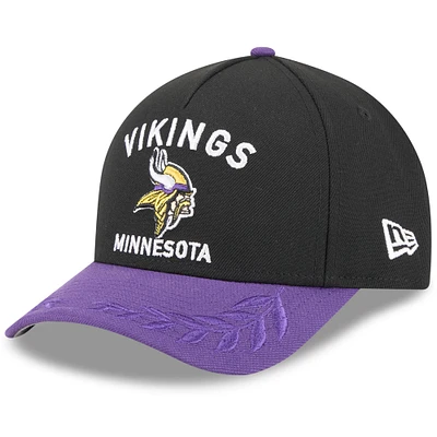 Youth New Era Black/Purple Minnesota Vikings 2025 NFL Draft 9FORTY A-Frame M-Crown Adjustable Hat