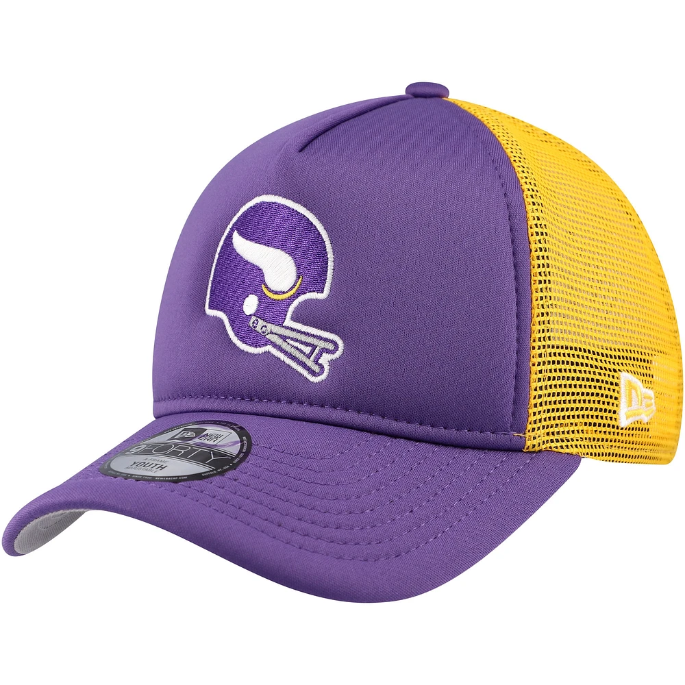 Youth New Era Purple Minnesota Vikings A-Frame 9FORTY Trucker Adjustable Hat