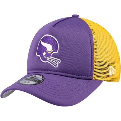 Youth New Era Purple Minnesota Vikings A-Frame 9FORTY Trucker Adjustable Hat