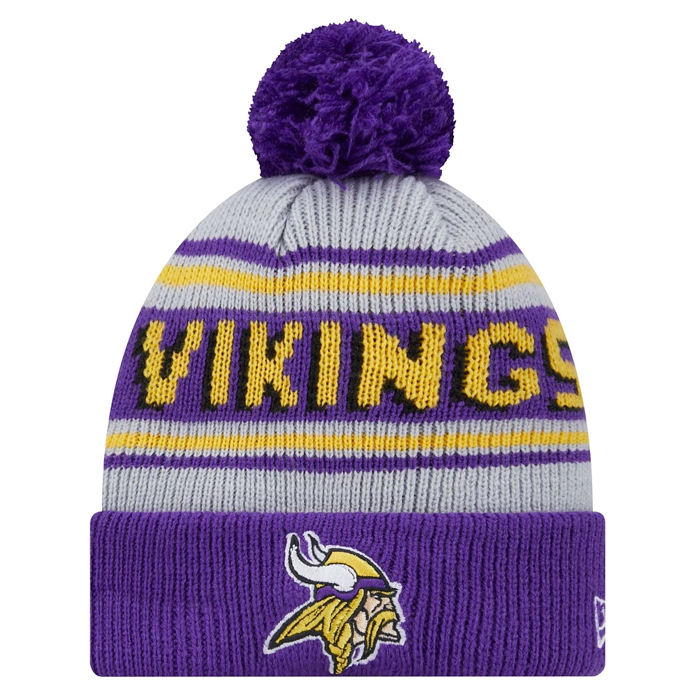 Youth New Era Purple Minnesota Vikings Main Cuffed Knit Hat with Pom