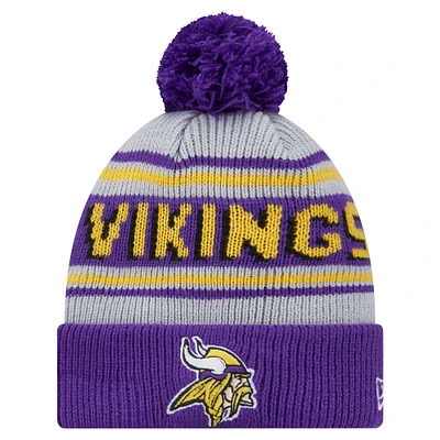 Youth New Era Purple Minnesota Vikings Main Cuffed Knit Hat with Pom