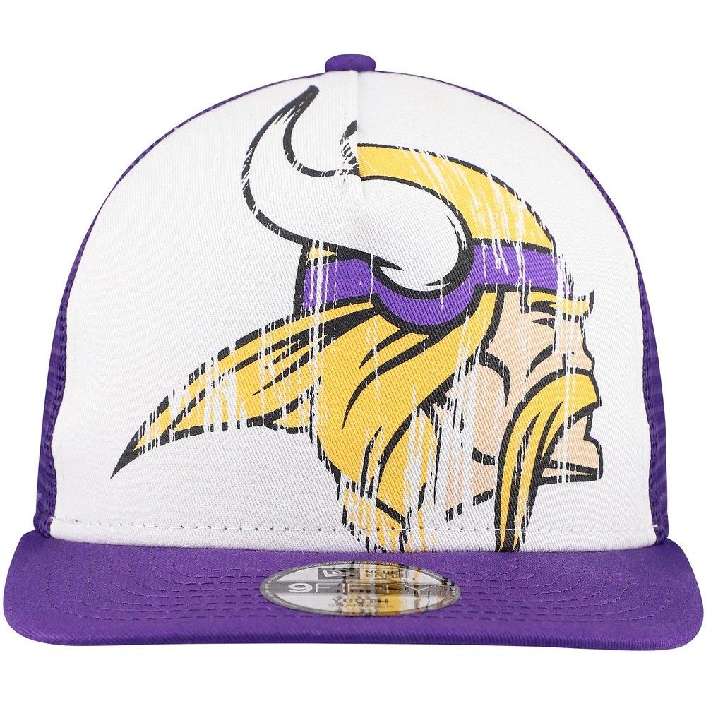 Youth New Era White/Purple Minnesota Vikings Distressed 9FIFTY A-Frame Snapback Hat