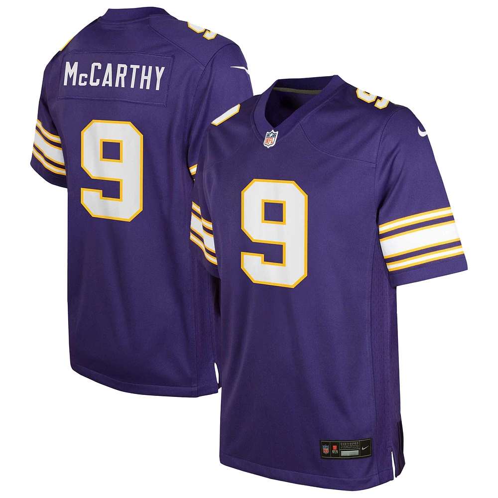 Youth Nike J.J. McCarthy Purple Minnesota Vikings Alternate Game Jersey