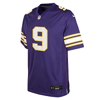 Maillot de jeu classique joueur alternatif violet Nike J.J. McCarthy pour jeunes des Minnesota Vikings