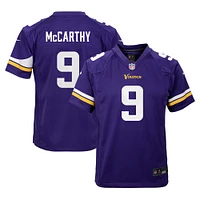 Maillot de match Nike violet J.J. McCarthy pour jeunes des Vikings du Minnesota