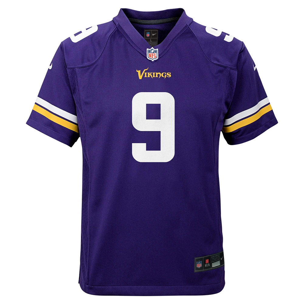 Maillot de match Nike violet J.J. McCarthy pour jeunes des Vikings du Minnesota