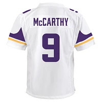 Maillot de match blanc Nike J.J. McCarthy pour jeunes des Vikings du Minnesota