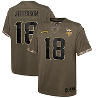 Youth Nike Justin Jefferson Olive Minnesota Vikings Salute To Service Player Limited Jersey