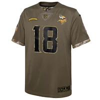 Youth Nike Justin Jefferson Olive Minnesota Vikings Salute To Service Player Limited Jersey