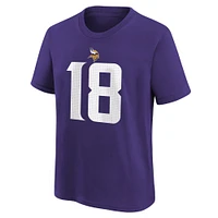 T-shirt avec nom et numéro de joueur Nike Justin Jefferson violet des Minnesota Vikings pour jeunes