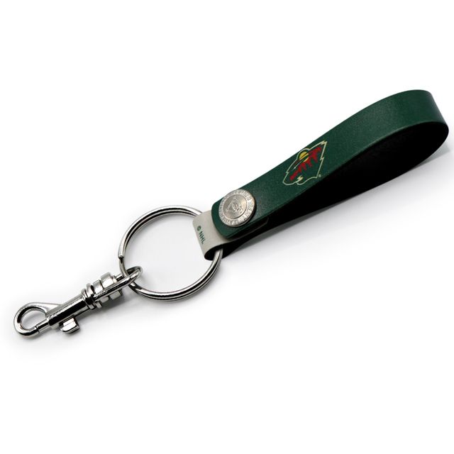 Porte-clés à boucle en cuir personnalisé Minnesota Wild vert