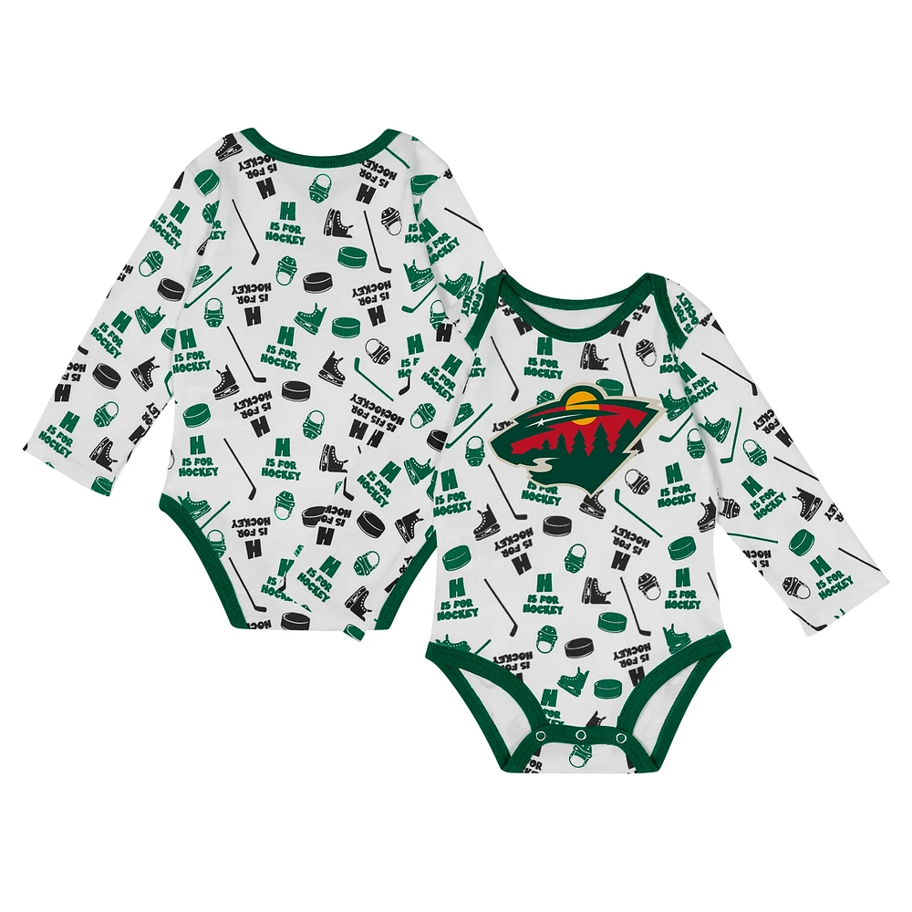 Body à manches longues pour bébé blanc Minnesota Wild Quick Learner