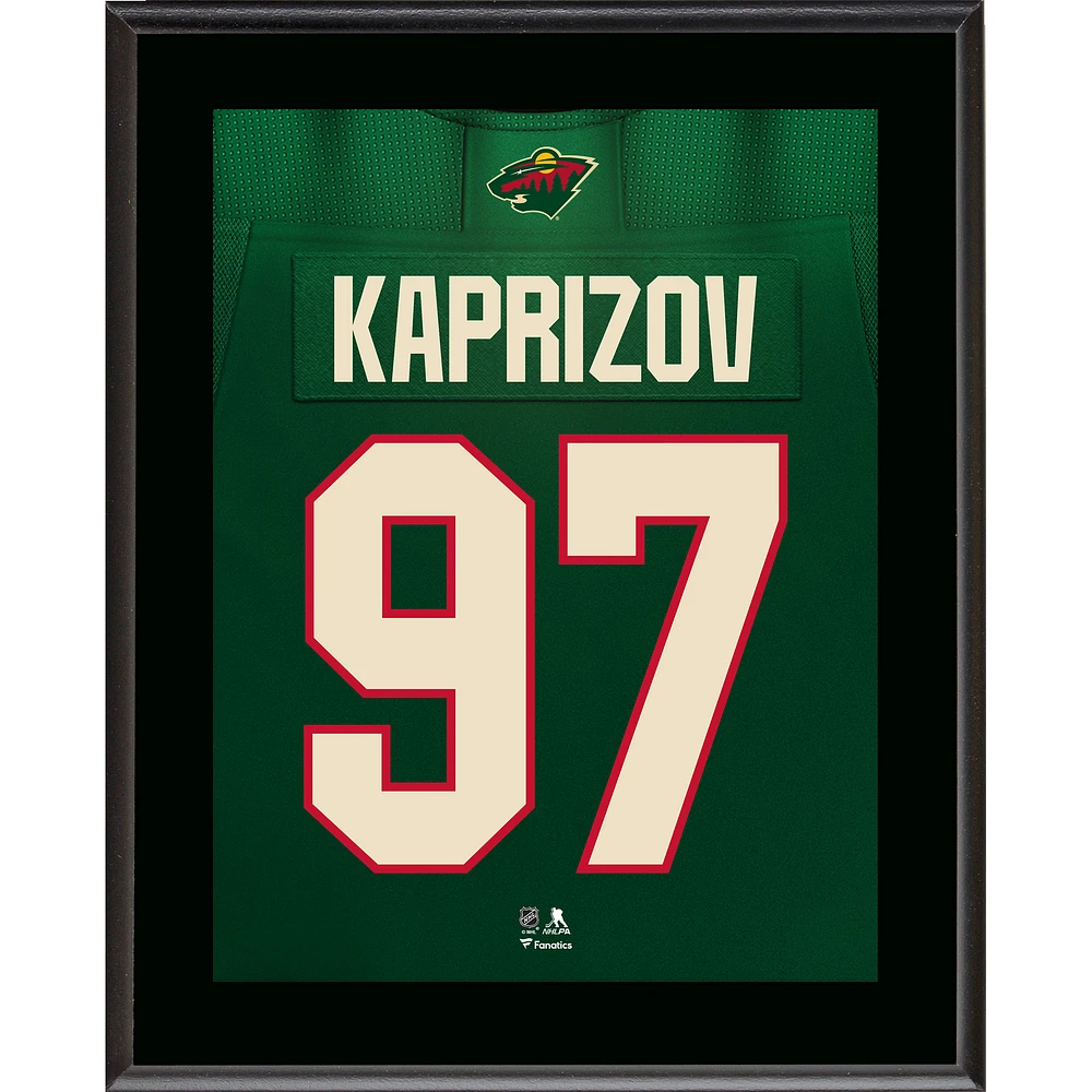 Plaque de joueur sublimée avec numéro de maillot du Minnesota Wild de Kirill Kaprizov 10,5" x 13"