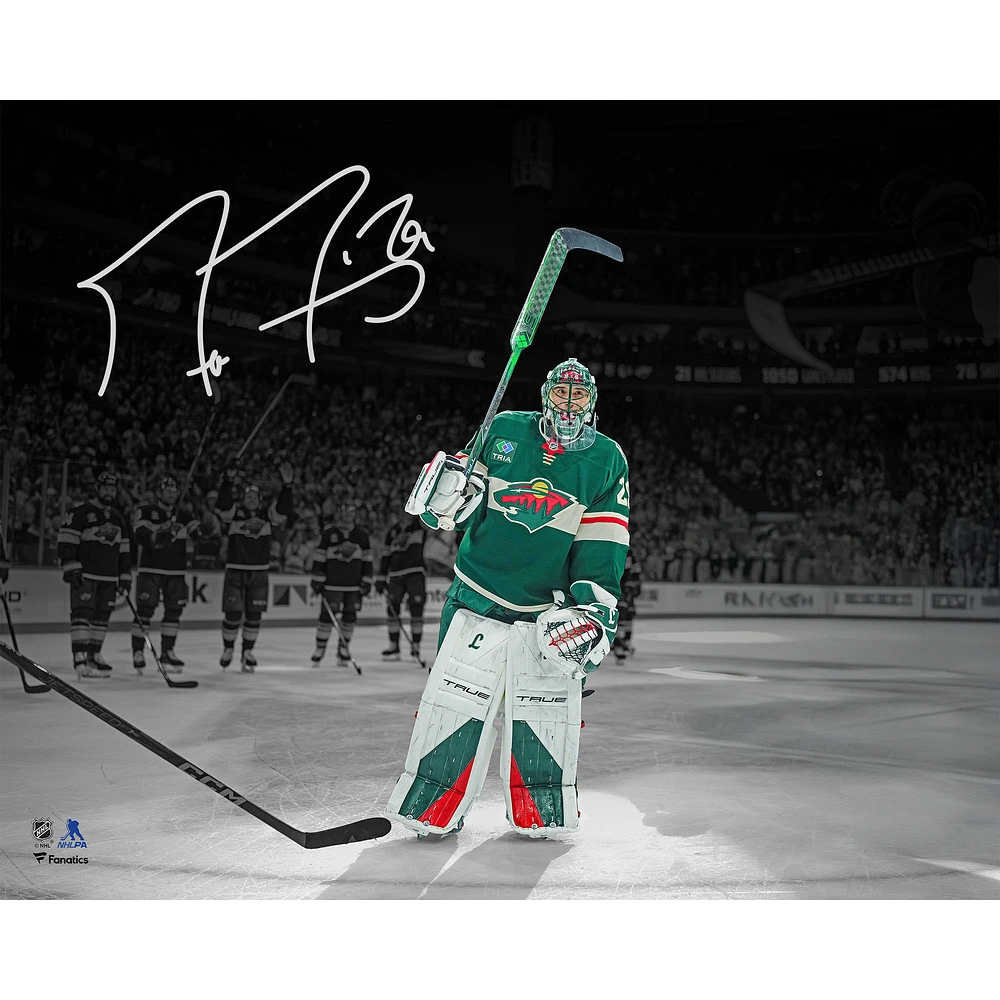 Marc-André Fleury, Wild du Minnesota, photographie autographiée de 16" x 20" du dernier match de la saison régulière de la LNH